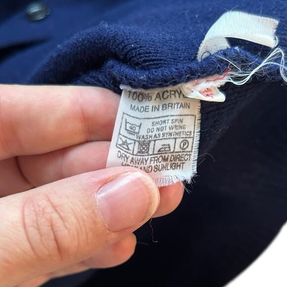 Vintage Pitlochry Navy Blue Cardigan Sweater Women Sz Medium Floral Embroidered - Picture 7 of 16